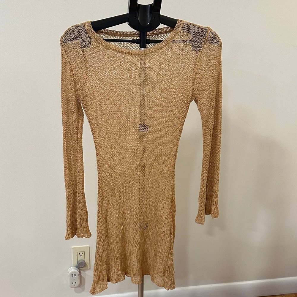 SHEIN Tan Knit Swim Coverup - Size S